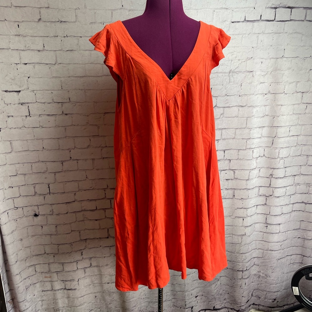 Promesa size medium red orange linen blend dress